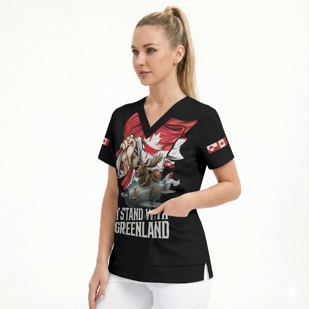 I Stand With Greenland Scrub Top Canadian Greenland Flag