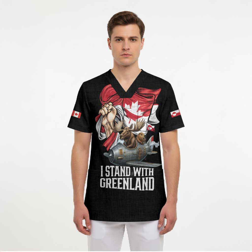 I Stand With Greenland Scrub Top Canadian Greenland Flag