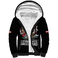 I Stand With Greenland Sherpa Hoodie Canadian Greenland Flag