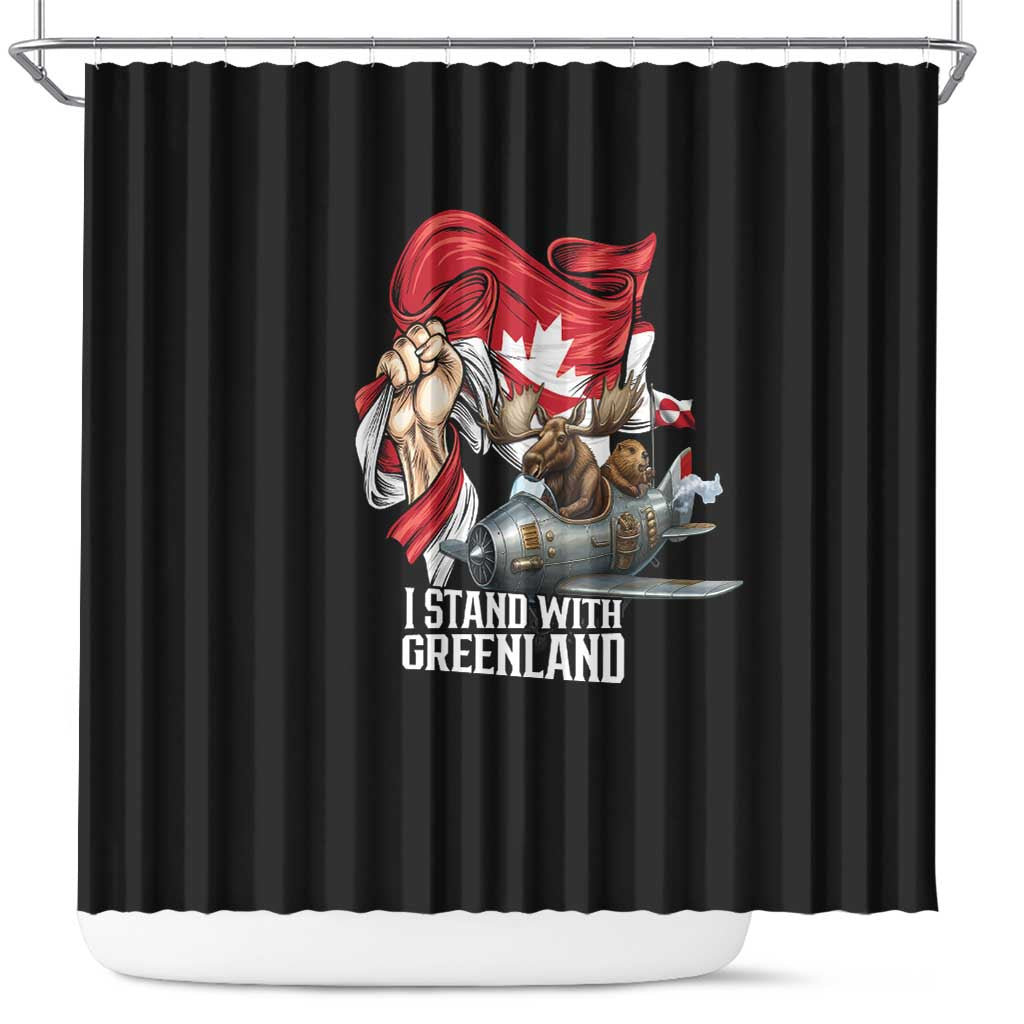 I Stand With Greenland Shower Curtain Canadian Greenland Flag