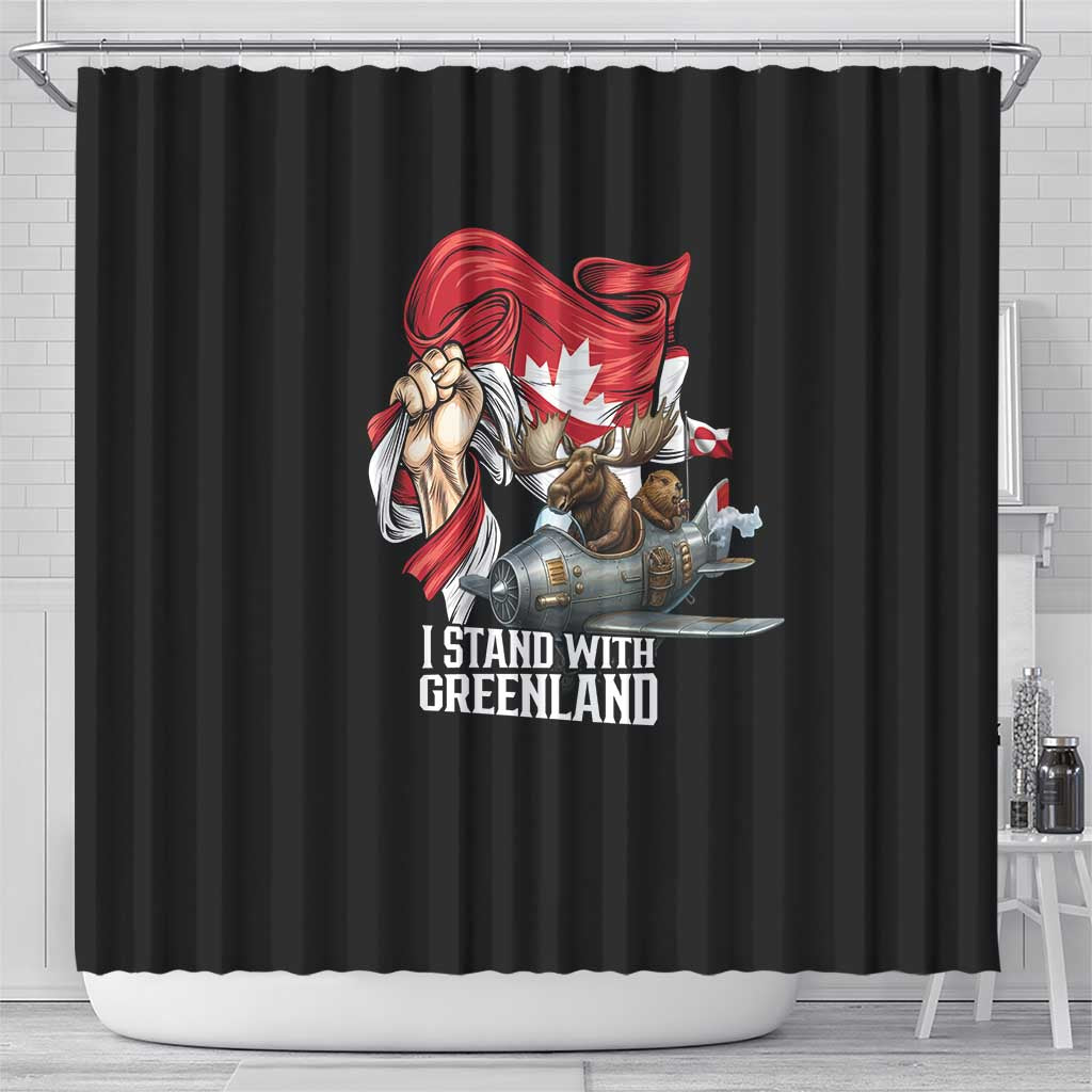 I Stand With Greenland Shower Curtain Canadian Greenland Flag