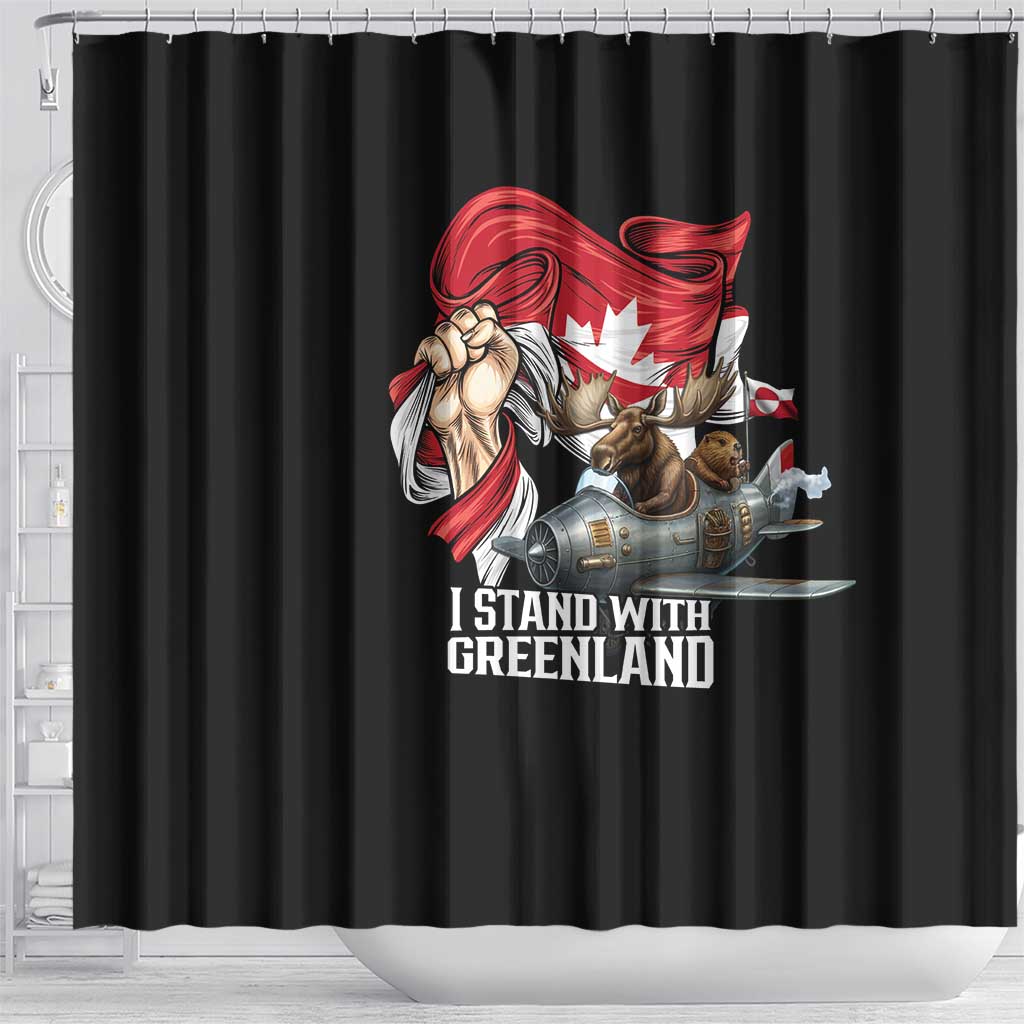 I Stand With Greenland Shower Curtain Canadian Greenland Flag