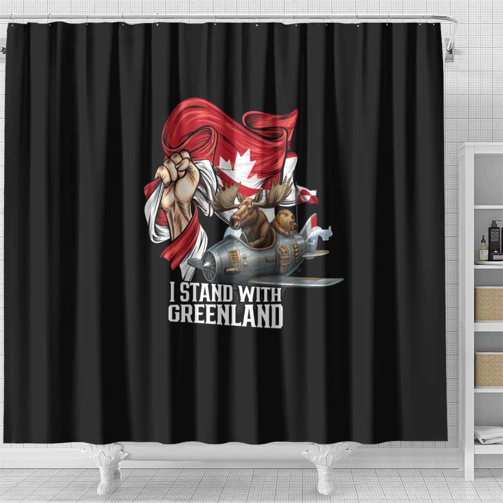 I Stand With Greenland Shower Curtain Canadian Greenland Flag