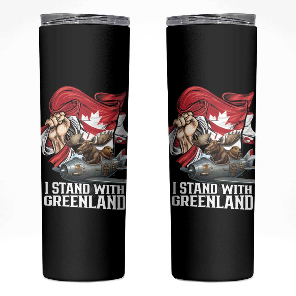 I Stand With Greenland Skinny Tumbler Canadian Greenland Flag