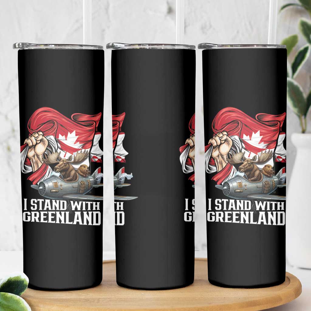 I Stand With Greenland Skinny Tumbler Canadian Greenland Flag