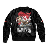 I Stand With Greenland Sleeve Zip Bomber Jacket Canadian Greenland Flag