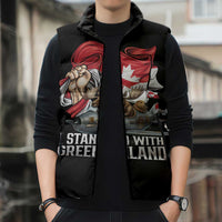I Stand With Greenland Sleeveless Puffer Jacket Canadian Greenland Flag
