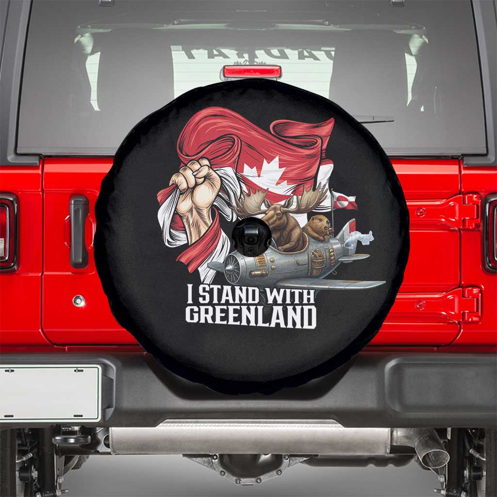 I Stand With Greenland Spare Tire Cover Canadian Greenland Flag