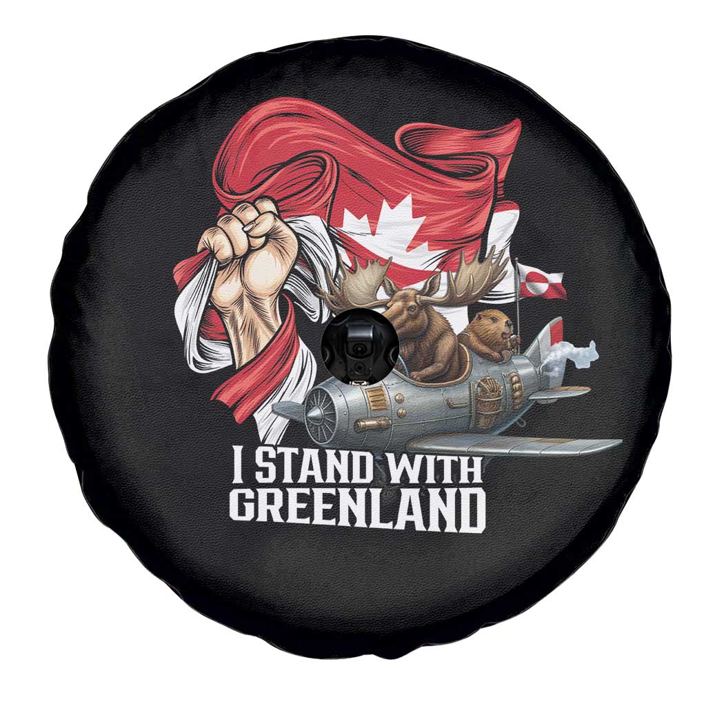 I Stand With Greenland Spare Tire Cover Canadian Greenland Flag