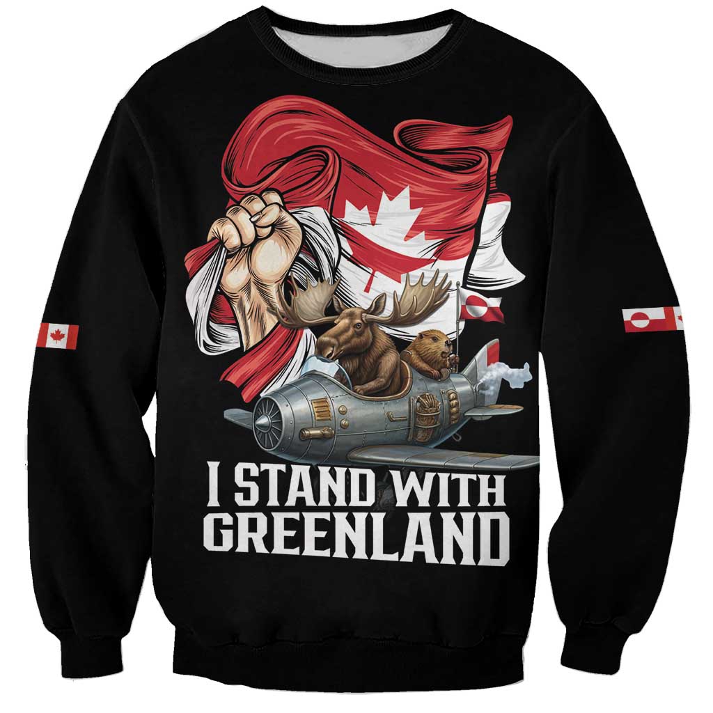 I Stand With Greenland Sweatshirt Canadian Greenland Flag