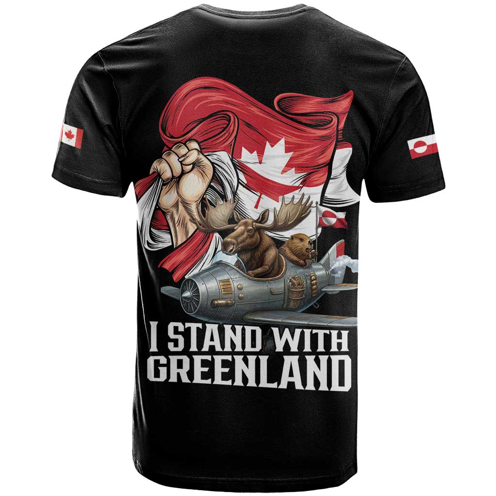 I Stand With Greenland T Shirt Canadian Greenland Flag