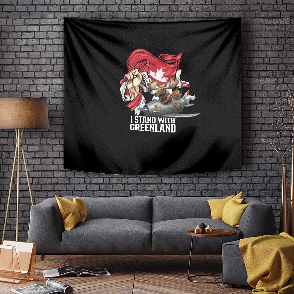 I Stand With Greenland Tapestry Canadian Greenland Flag