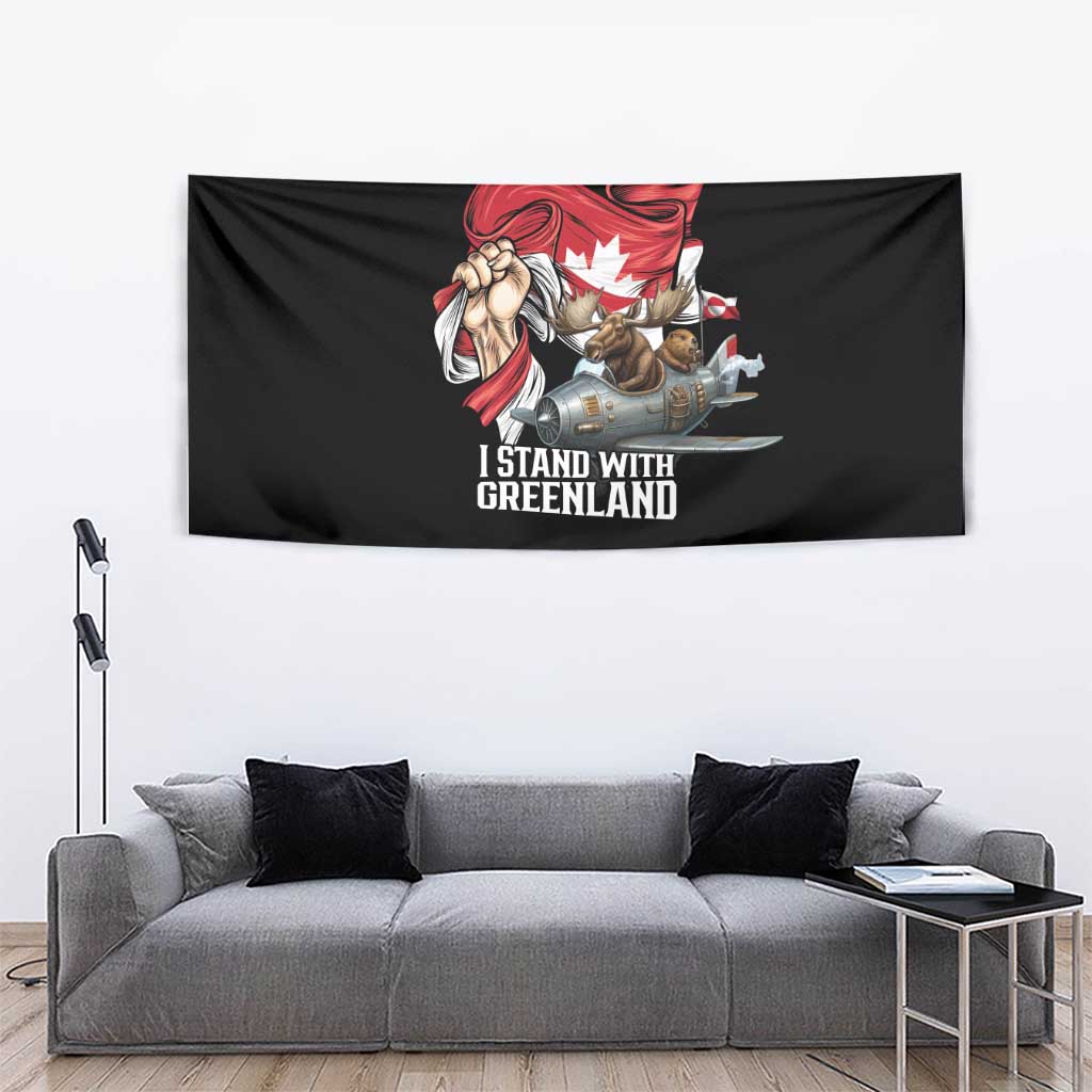 I Stand With Greenland Tapestry Canadian Greenland Flag