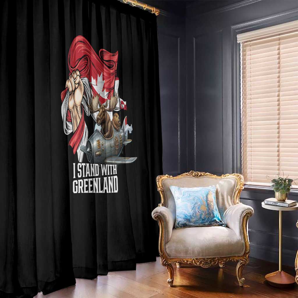 I Stand With Greenland Window Curtain Canadian Greenland Flag