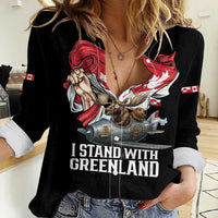 I Stand With Greenland Women Casual Shirt Canadian Greenland Flag