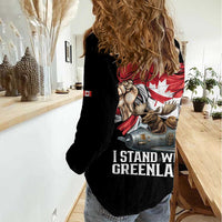 I Stand With Greenland Women Casual Shirt Canadian Greenland Flag