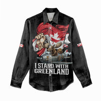 I Stand With Greenland Women Casual Shirt Canadian Greenland Flag
