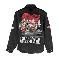I Stand With Greenland Women Casual Shirt Canadian Greenland Flag