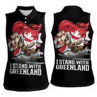 I Stand With Greenland Women Sleeveless Polo Shirt Canadian Greenland Flag