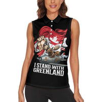 I Stand With Greenland Women Sleeveless Polo Shirt Canadian Greenland Flag
