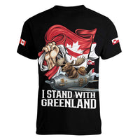 I Stand With Greenland Women V-Neck T-Shirt Canadian Greenland Flag