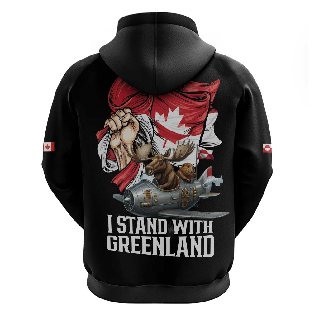 I Stand With Greenland Zip Hoodie Canadian Greenland Flag