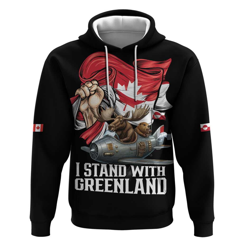 I Stand With Greenland Zip Hoodie Canadian Greenland Flag