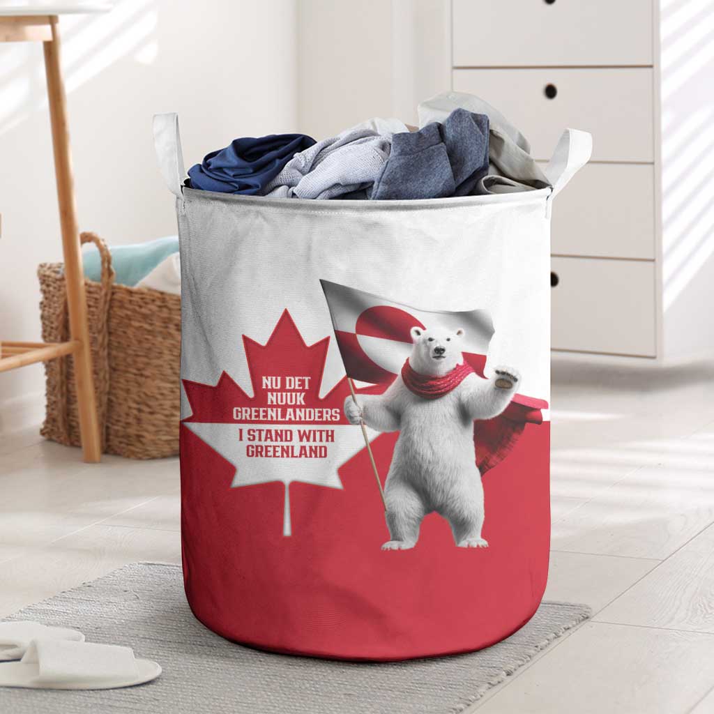 I Stand With Greenland Laundry Basket Red and White Side by Side