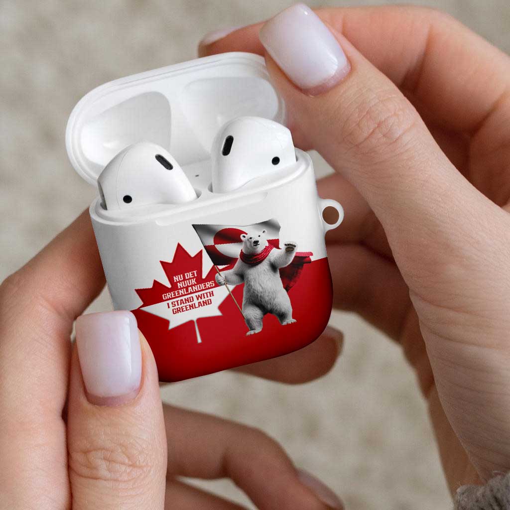 I Stand With Greenland AirPods Case Red and White Side by Side