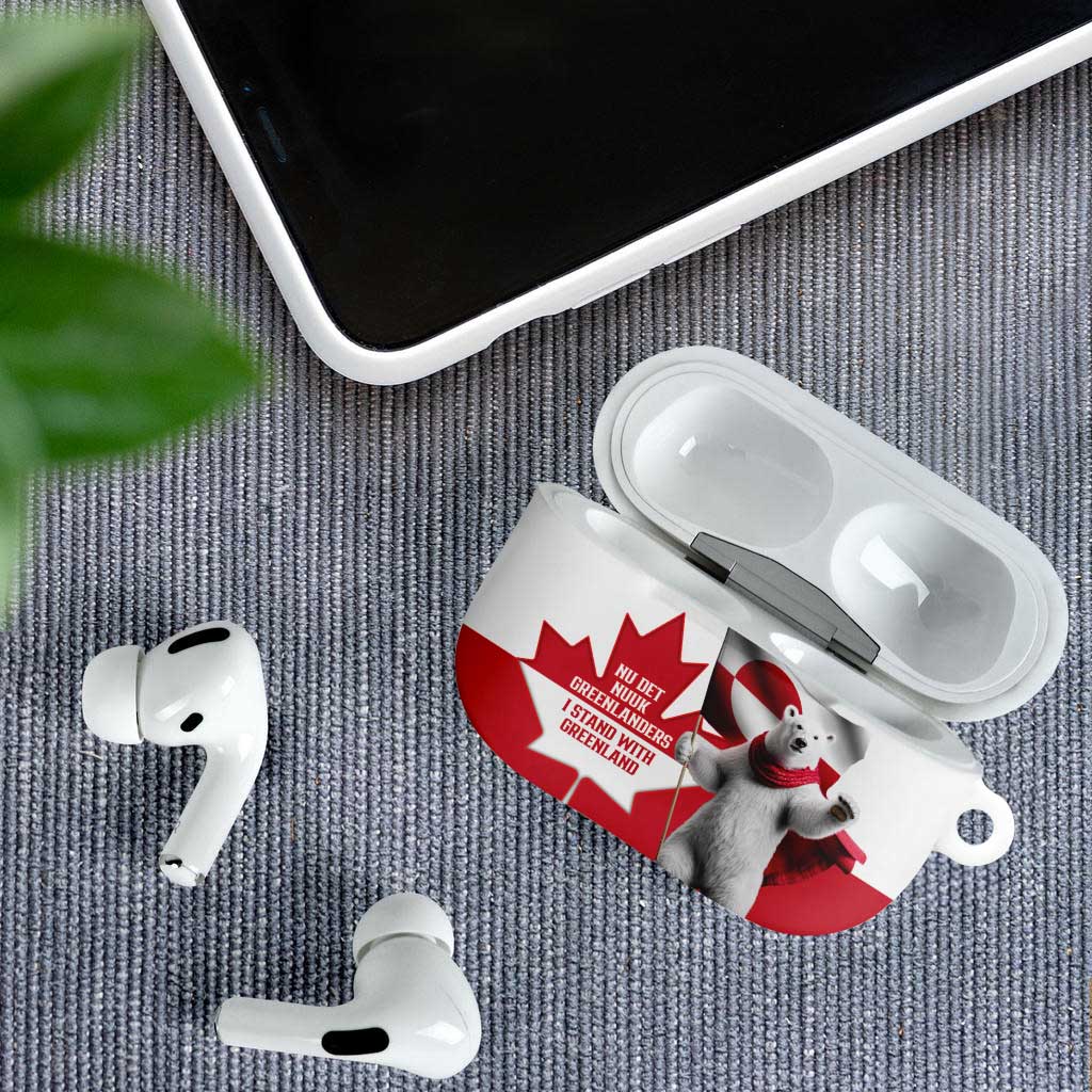 I Stand With Greenland AirPods Case Red and White Side by Side