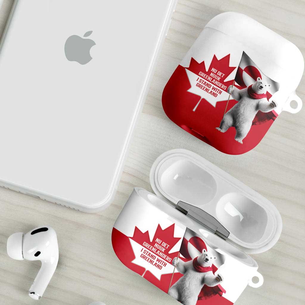 I Stand With Greenland AirPods Case Red and White Side by Side