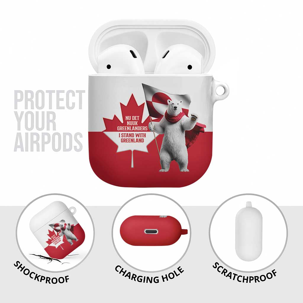 I Stand With Greenland AirPods Case Red and White Side by Side