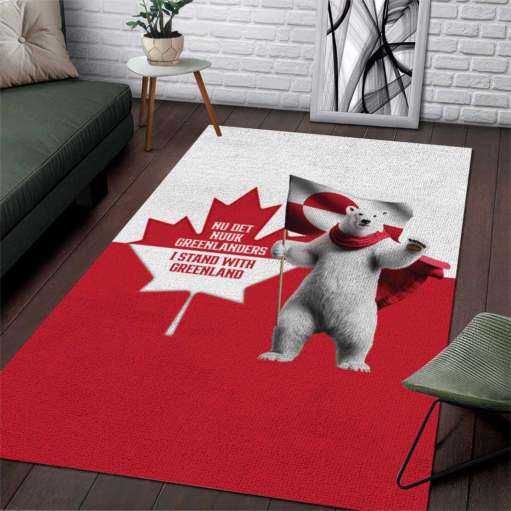 I Stand With Greenland Area Rug Red and White Side by Side