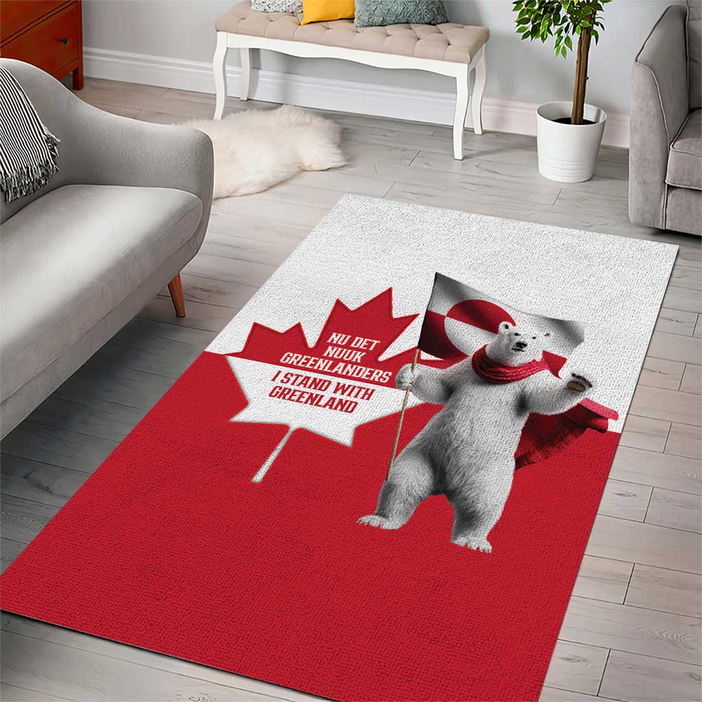 I Stand With Greenland Area Rug Red and White Side by Side