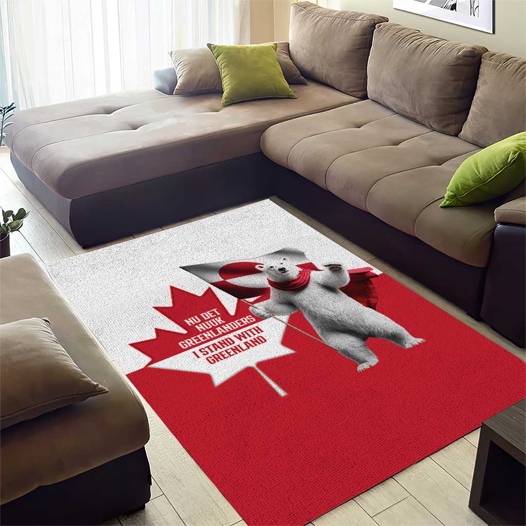 I Stand With Greenland Area Rug Red and White Side by Side