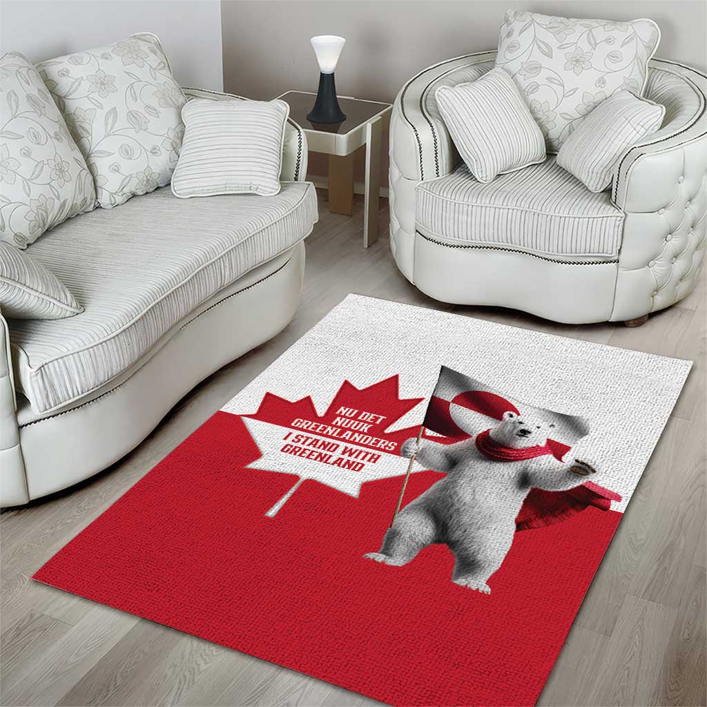 I Stand With Greenland Area Rug Red and White Side by Side
