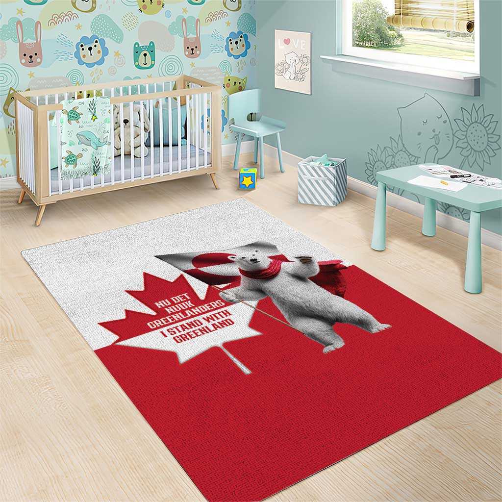 I Stand With Greenland Area Rug Red and White Side by Side