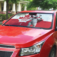 I Stand With Greenland Auto Sun Shade Red and White Side by Side