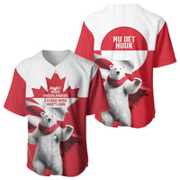 I Stand With Greenland Baseball Jersey Red and White Side by Side