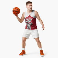 I Stand With Greenland Basketball Jersey Red and White Side by Side
