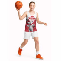 I Stand With Greenland Basketball Jersey Red and White Side by Side