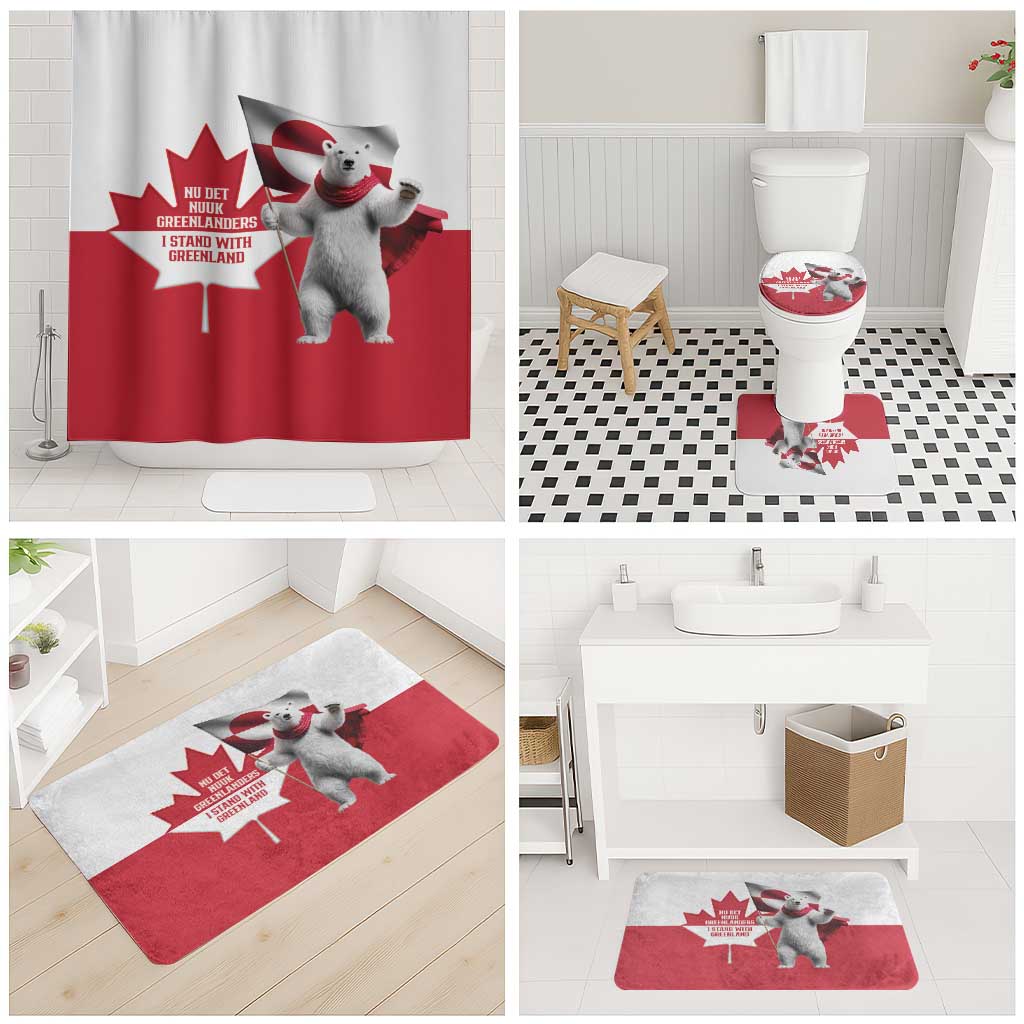 I Stand With Greenland Bathroom Set Red and White Side by Side