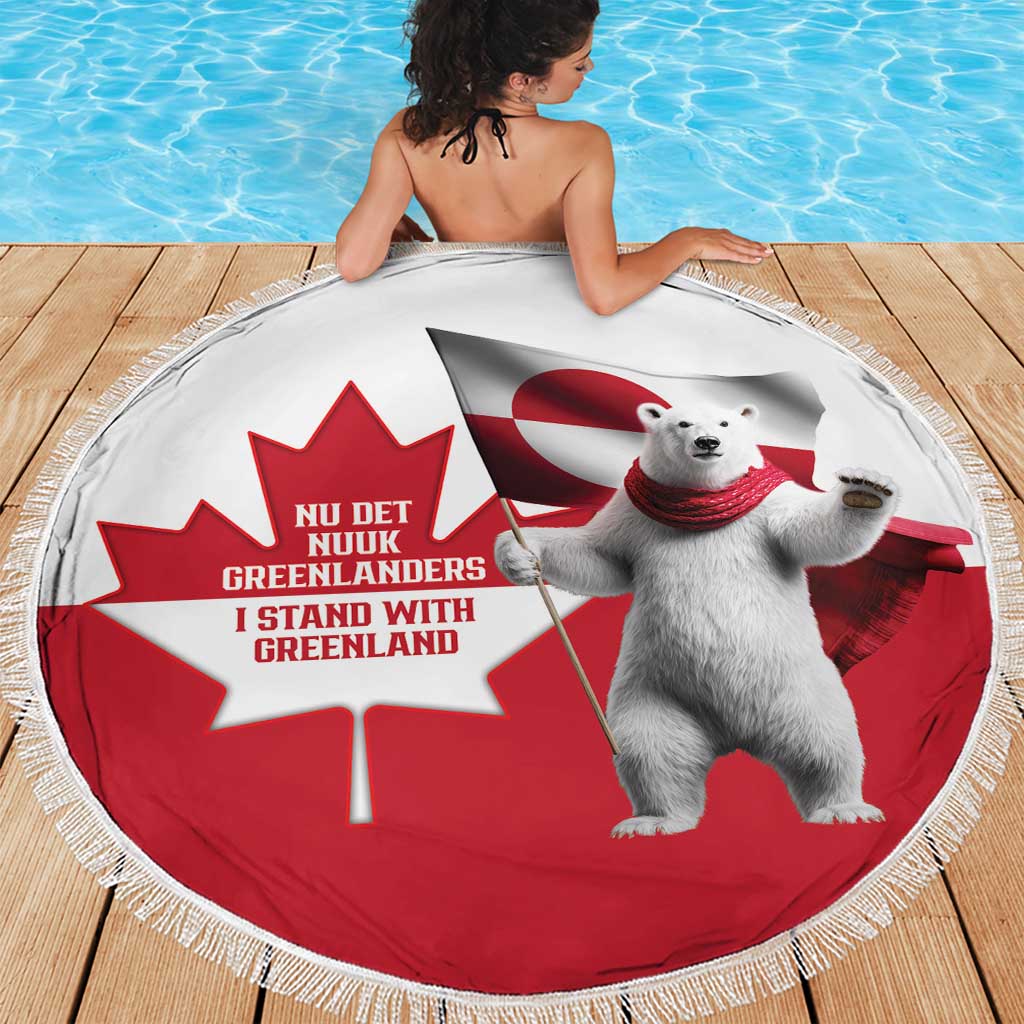 I Stand With Greenland Beach Blanket Red and White Side by Side