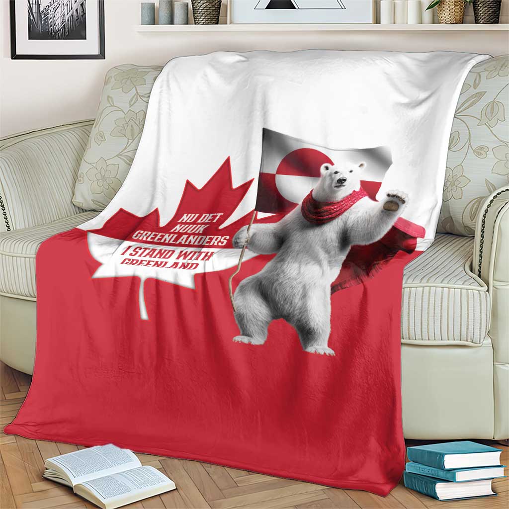 I Stand With Greenland Blanket Red and White Side by Side