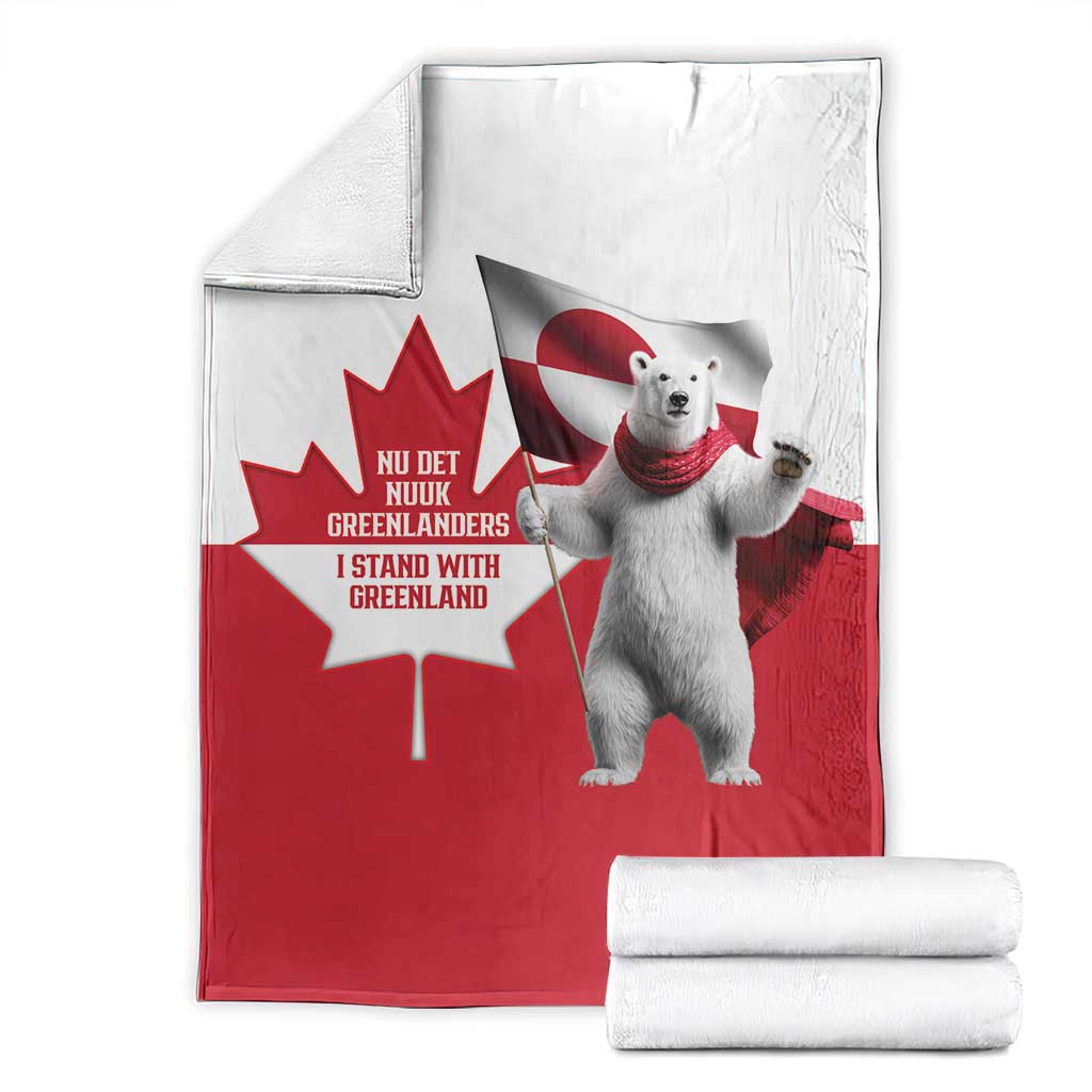 I Stand With Greenland Blanket Red and White Side by Side