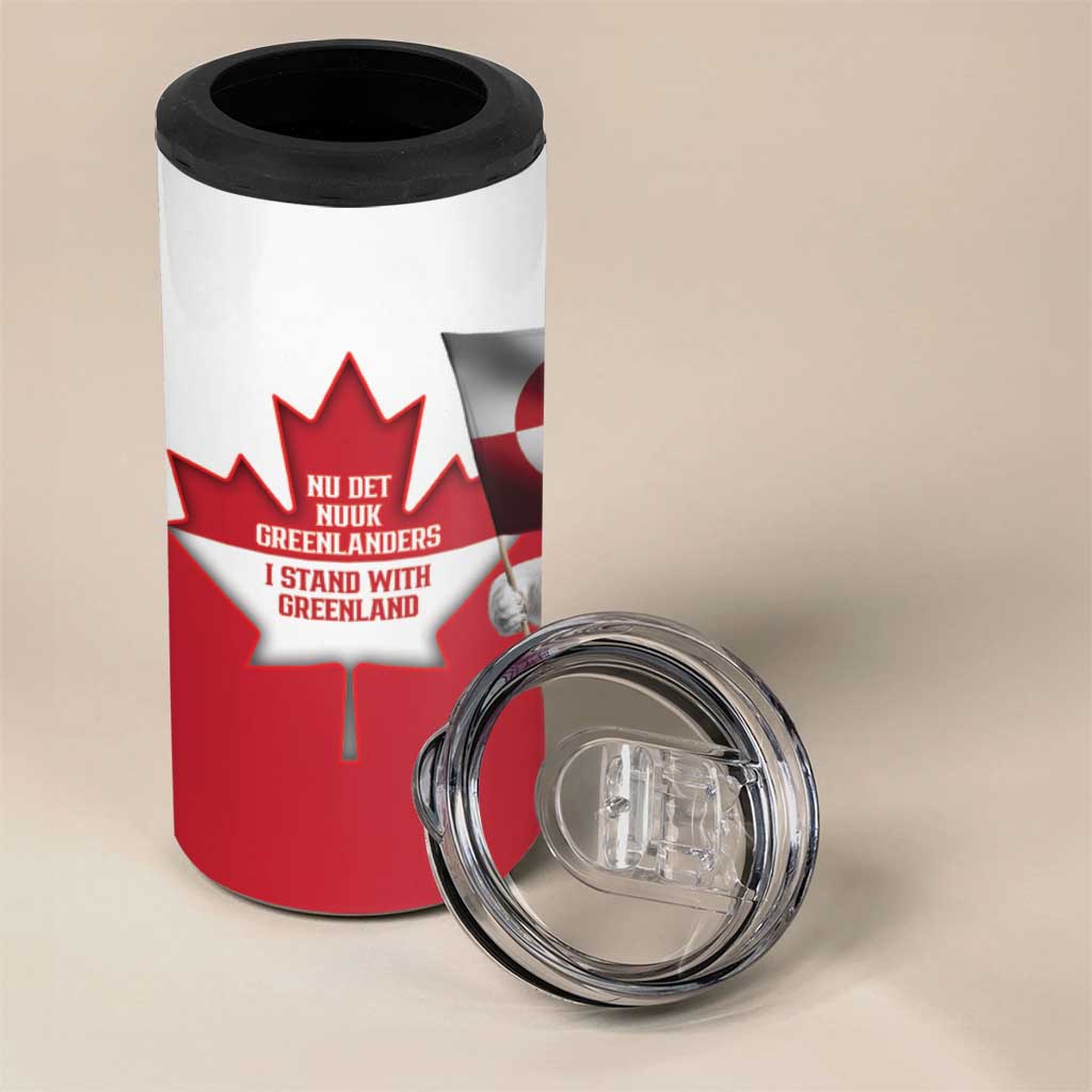 I Stand With Greenland 4 in 1 Can Cooler Tumbler Red and White Side by Side
