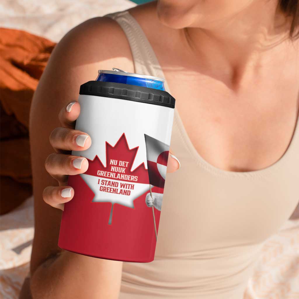 I Stand With Greenland 4 in 1 Can Cooler Tumbler Red and White Side by Side