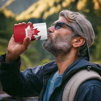 I Stand With Greenland 4 in 1 Can Cooler Tumbler Red and White Side by Side