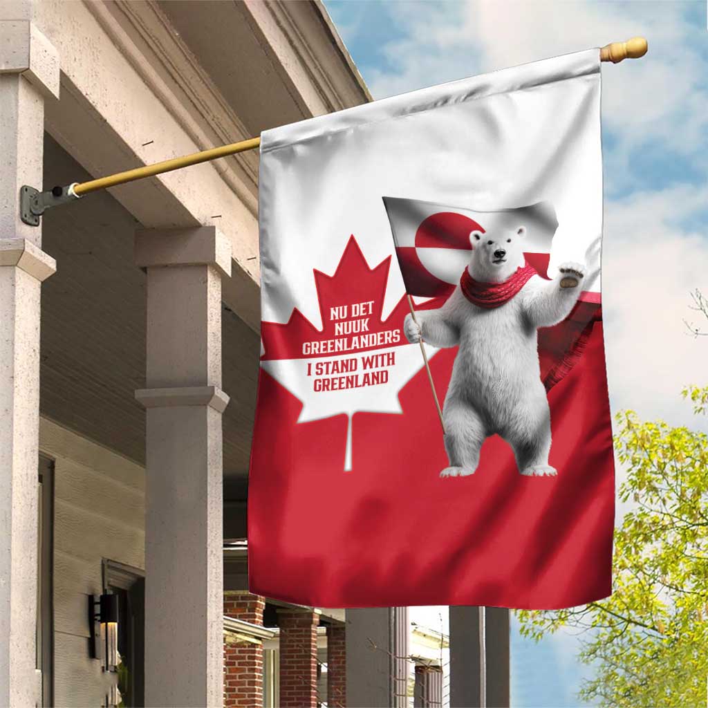 I Stand With Greenland Garden Flag Red and White Side by Side