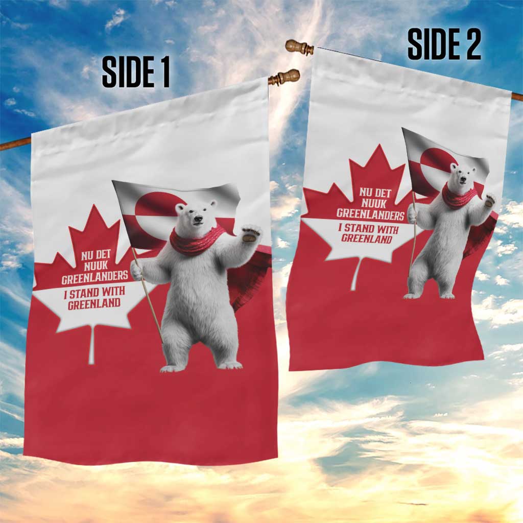 I Stand With Greenland Garden Flag Red and White Side by Side